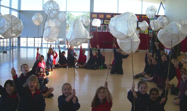 Children show off their lantern creations made with the help of Uxbridge tutors 